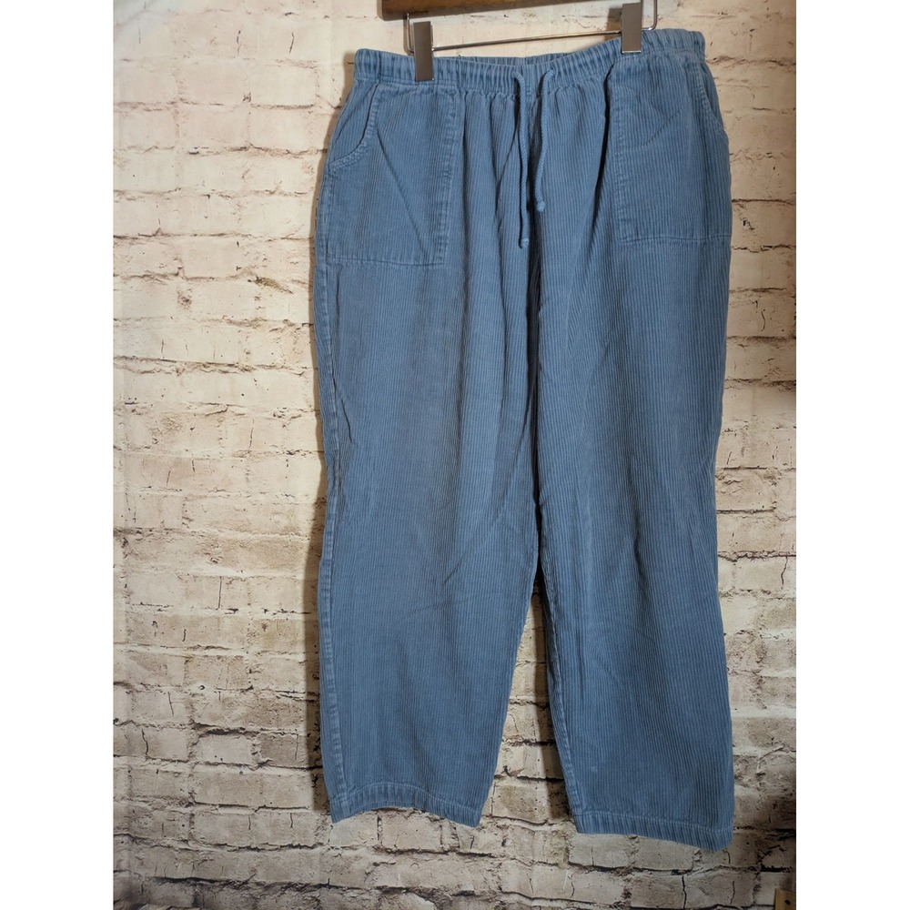 Vintage BLAIR Corduroy Pants Large Baby Blue Elastic Waist Granola Cropped